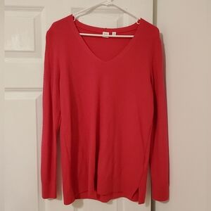Bright Pink GAP Sweater V Scoop Neckline Soft Wool Nylon & Acrylic